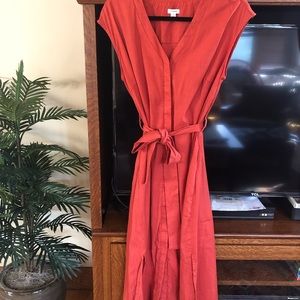 CUYANA Linen blend button front dress, size Large.